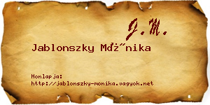 Jablonszky Mónika névjegykártya